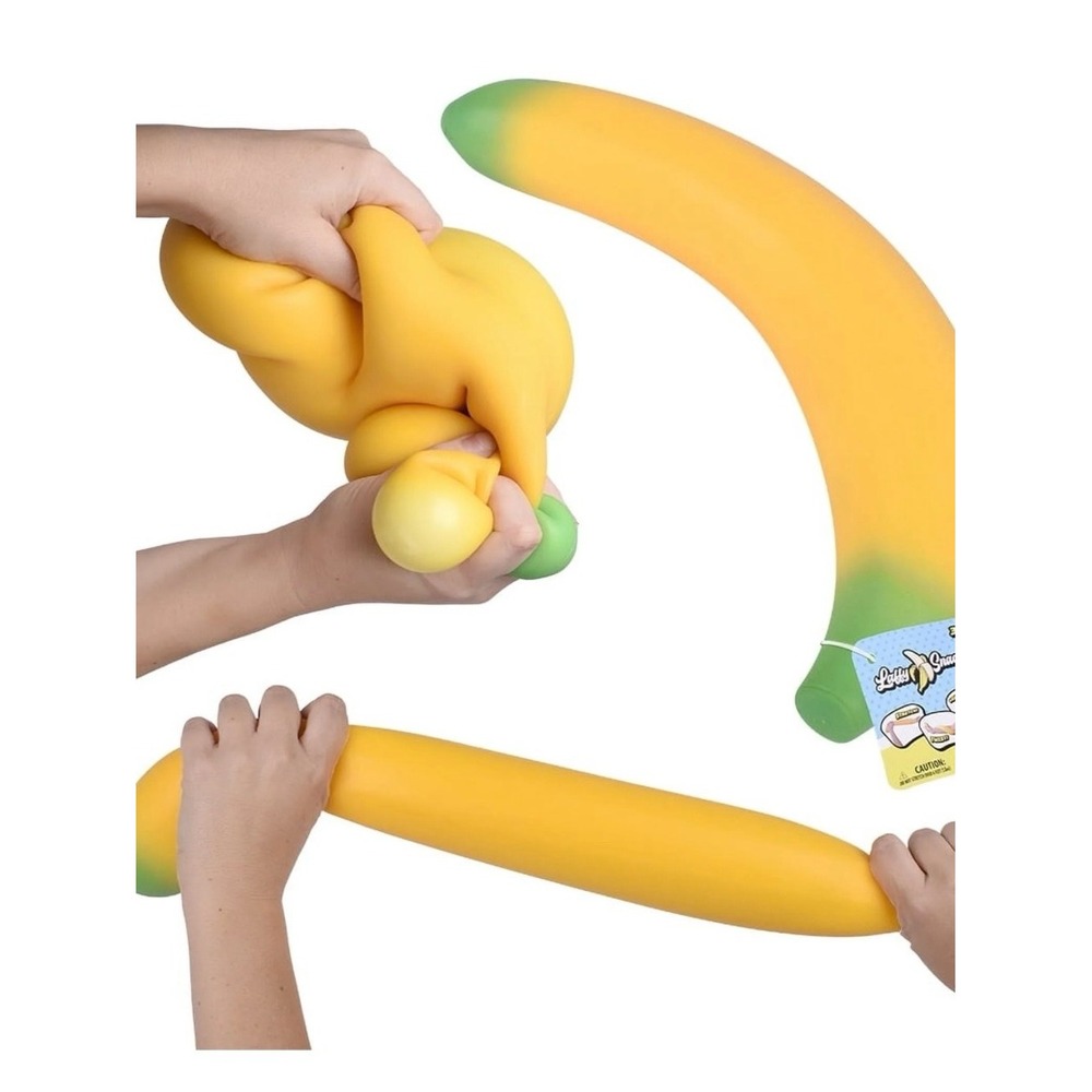 NWT Laffy Snacks Jumbo Squishy Yellow‎ Banana Stress Ball Toy Stretch Squeeze